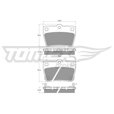 Abbildung von TOMEX brakes TX 13 86 Bremsbelagsatz Hinterachse mit akustischer Verschleißwarnung TOYOTA: RAV4 II SUV, I CHERY: Tiggo