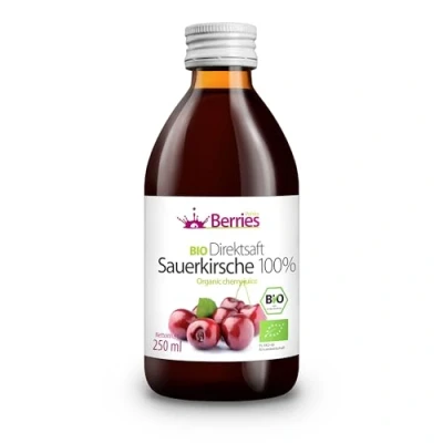 Abbildung von Berries Polska Bio Saft Direkt aus Frucht Gepresst, Kaltgepresst ohne Farbstoffe, Zucker, GMO, Konservierungsstoffe Vegan, Vegetarisch Geschmack Kirsche 250ml