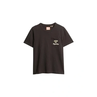 Abbildung von Superdry Workwear Embroider Pocket Tshirt print, Damen, Größe: 44, Bison black