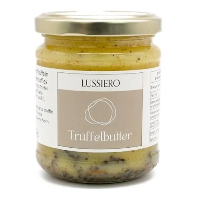 Abbildung von Lussiero Trüffelbutter mit echtem Weissem Bianchetto Trüffel Tuber Borchii 160g