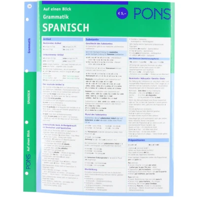 Abbildung von PONS Grammatik Auf einen Blick Spanisch: kompakte Übersicht, Grammatikregeln nachschlagen (PONS Blick)
