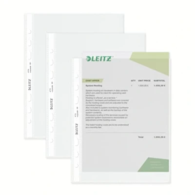 Abbildung von LEITZ Prospekthülle 4775, 15 Stück, Format A4, glasklar, oben offen, abheftbar