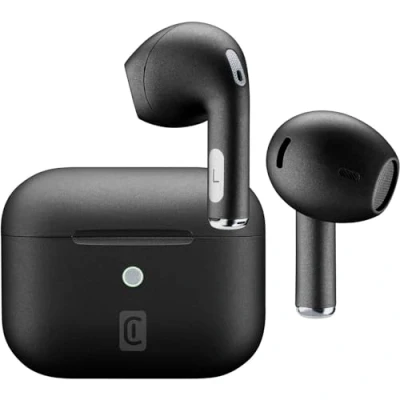Abbildung von cellularline Crystal TWS Bluetooth 5.0 Kabelloser In Ear Kopfhörer mit Ladebox Umgebungsgeräuschunterdrückung Sprechzeit: 3,5 Stunden Aufladen: 1,5 Reichweite: 10 m Schwarz