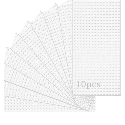 Abbildung von Guihumz 10 Platten Set Bauplatten Kompatibel mit Meisten Marken,Classic Bausteine Grundplatten 25.5 * 12.5cm 16 32 Noppen,Mehrfarbig(Weiß,25.5 12.5cm)