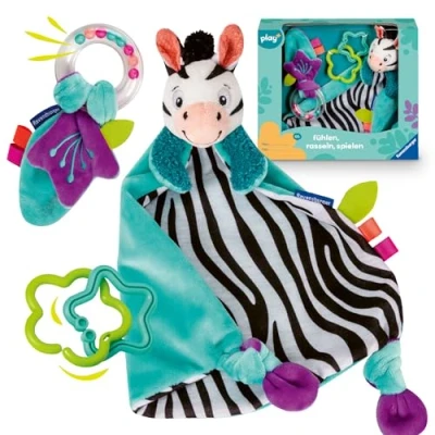 Abbildung von Ravensburger Greifspielzeug Play+ Fühlen, rasseln, spielen (Geschenk Set: Zebra)