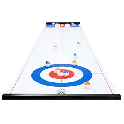 Abbildung von Engelhart 2 in 1 Curling and Shuffleboard Table Top Game 180cm, Compact Spiel und Reversible Paletten 340500