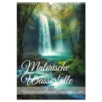 Abbildung von Malerische Wasserfälle (Wandkalender 2025 DIN A3 hoch), CALVENDO Monatskalender