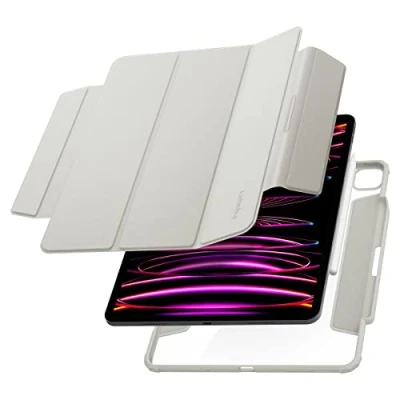 Abbildung von Spigen AirSkin Pro Kompatibel mit iPad 12.9 Zoll 6. Generation (2022) / 5. (2021) Hülle abnehmbarem magnetischem Deckel Grau