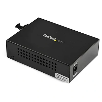 Abbildung von StarTech.com Multimode (MM) LC Glasfaser Medienkonverter für 10/100/1000 Netzwerk 550m Gigabit Ethernet 850nm mit SFP Transceiver (MCM1110MMLC)