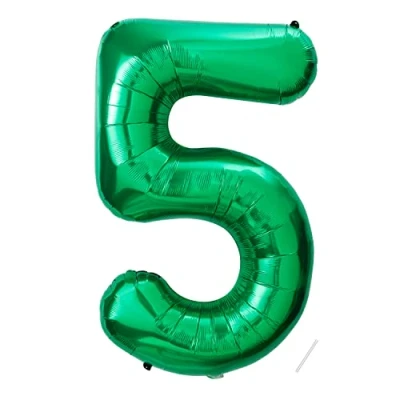 Abbildung von Geburtstag zahlen luftballon 5 jahre Folienballon XXL Grün Riesen in 40&quot; 101cm Geburtstagsdeko Ballon Zahl Deko zum fliegt mit Helium