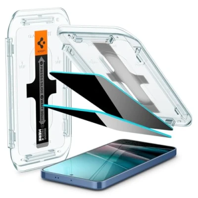 Abbildung von Spigen Glas.tR EZ Fit Sichtschutz Schutzfolie kompatibel mit Samsung Galaxy S24 Plus, 2 Stück, Privacy Schutz, Kratzfest, 9H Härte Folie
