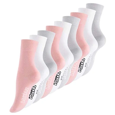 Abbildung von Vincent Creation 9 Paar Bambus Socken, Unisex Bambussocken für Damen und Herren, Handgekettelte Spitze (35 38, Assorted (Rosa, Weiss, Hellgrau))