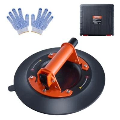 Abbildung von VEVOR Saugheber aus NBR Glasheber φ254mm Vakuumheber Belastbarkeit 120 449kg Glassauger Betriebstemperatur 20 60℃ Plattenheber Vakuum Saugnapf mit Stahlgriff inkl. Aufbewahrungsbox Handschuhe