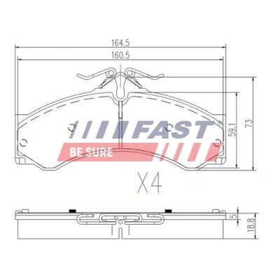 Abbildung von FAST FT29015 Bremsbelagsatz Vorderachse für Verschleißwarnanzeiger vorbereitet MERCEDES BENZ: Sprinter 3 T Kastenwagen