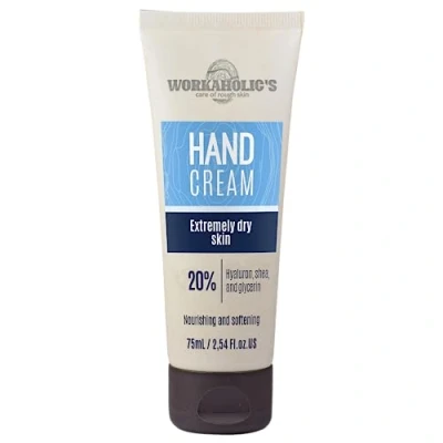 Abbildung von Workaholic&#039;s Hyaluron Handcreme für sehr trockene und rissige Hände, Hand Cream mit Hyaluronsäure Sheabutter, optimale Handpflege Männer Frauen, schnell einziehend, 75 ml
