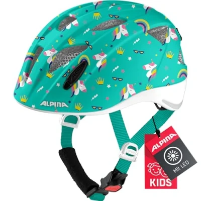 Abbildung von ALPINA XIMO FLASH Beleuchteter, Reflektierender, Leichter &amp; Anpassbarer LED Fahrradhelm Für Kinder, unicorn gloss, 49 54 cm