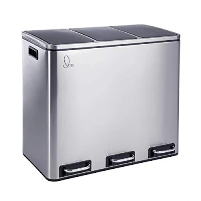Abbildung von SVITA TM3X18 Edelstahl Treteimer 54 Liter Abfalleimer Mülleimer Design Silber Mülltrennung Papierkorb Küchen Ordnung Trennsystem