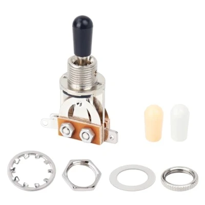 Abbildung von Banworks Metric 3 Wege Kippschalter Tonabnehmer Wahlschalter für Epiphone EPI LP Les Paul Style Gitarre JT/DWQ 01, Chrom mit schwarzer Spitze