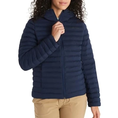 Abbildung von Marmot Damen Wm&#039;s Echo Featherless Hoody, Ultra leichte isolierte Winterjacke, warme Outdoorjacke mit Kapuze, wasserabweisende Steppjacke, winddichte Funktionsjacke, klein packbar, Navy, S