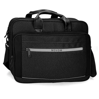 Abbildung von Movom Trimmed Laptoptasche, doppelt, anpassbar, 15,6 Zoll, Schwarz, 40 x 30 11 cm, Polyester, Laptoptasche mit Zwei anpassbaren Fächern