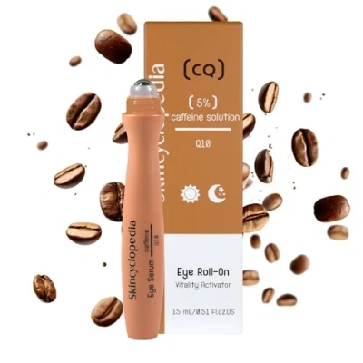 Abbildung von Skincyclopedia Koffein Augen Roll On kühlend mit Q10 und Hyaluronsäure, Augenserum gegen dunkle Augenringe Tränensäcke, Anti Aging Augenroller, optimale Augenpflege, 15ml