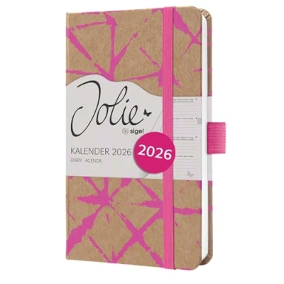 Abbildung von SIGEL J6800 Wochenkalender 2026 A6, Jolie, neon pink, Hardcover aus Kraftpapier, Gummiband, Stiftschlaufe, 174 Seiten, vegan, Buchkalender, Terminplaner