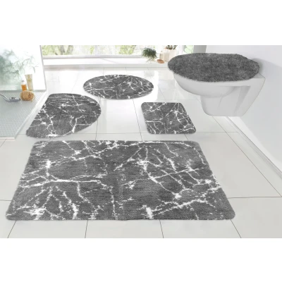 Abbildung von Leonique Badematte &quot;Marble&quot;, Höhe 15 mm, rutschhemmend beschichtet, fußbodenheizungsgeeignet schnell trocknend strapazierfähig, Badteppich, Marmor Design, auch als 3 teiliges Badematten Set