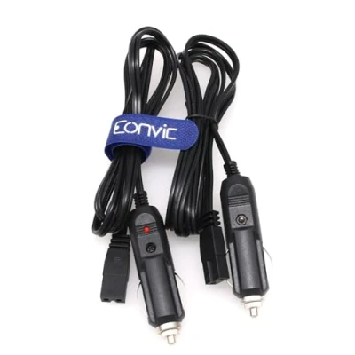 Abbildung von Eonvic 12 V DC Zigarettenanzünder Verlängerungskabel, Mini Kühlschrank Netzkabel, Autokühler Ersatzkabel für Auto Kühlbox, Kühlschrank, Mobicool, SAST KEMIN (1,5 m, 2 Stück)