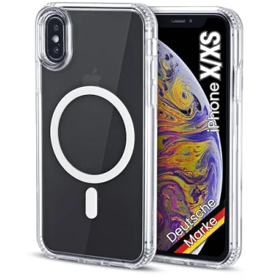 Abbildung von JProtect Magnetische Handyhülle für iPhone XS/iPhone X MagSafe Hülle/Stoßfeste XS Hülle Transparent/Case Apple Magnet/Hülle Magnetisch