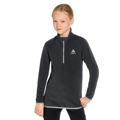 Abbildung von ODLO Midlayer 1/2 ZIP ROY Stripe Fleecepullover für Kinder, Größe: 116, Shale grey/black