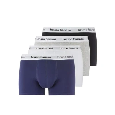 Abbildung von bruno banani Herren Shorts Snazzy Moderne Boxershorts mit Logo Bund, atmungsaktive und langlebige Baumwolle, Memory Effekt, ohne Eingriff, eng anliegend, Größe S XXL (4 Stück)