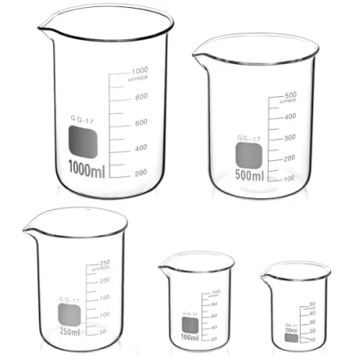 Abbildung von QWORK® Glas Becherglas 50ml 100ml 250ml 500ml 1000ml, 5er Set Abgestufter Messbecher für Labor Küche