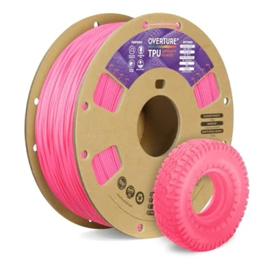 Abbildung von OVERTURE TPU Filament 1.75 mm, Flexible Rolle Weiches 3D Drucker Filament, 95A 1kg Spule (2.2 lbs), Maßgenauigkeit +/ 0,02 mm (Knallrosa)