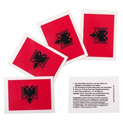 Abbildung von 25 x Albanien tattoo Fan Fahnen Set Albania temporary Flag (25)