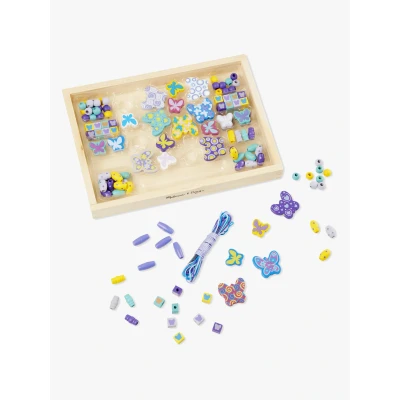 Abbildung von Melissa &amp; Doug Bastelset Mädchen Jungen Perlen zum Auffädeln Kinder ab 4 Armbänder Ketten basteln Kinderschmuck aus Holzperlen selber machen Schmuckset Geschenke 7 Jahre