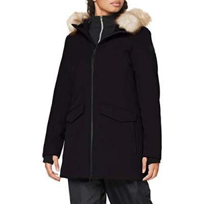 Abbildung von CMP Damen Softshellparka mit fester Kapuze, Schwarz, D36