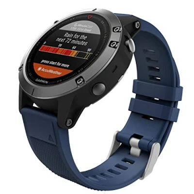 Abbildung von MoKo Armband Kompatibel mit Garmin Fenix 7/7 Pro/6/6 Pro/5/5 Plus/Forerunner 965/955/945/Instinct Solar/Instinct 2, Quick Fit 22mm Silikon Ersatzarmband Uhrenarmband Sportarmband, Mitternachtsblau