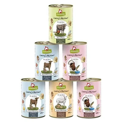 Abbildung von GranataPet Liebling&#039;s Mahlzeit Multipack 3, Nassfutter für Hunde im Probierpaket, Alleinfuttermittel ohne Getreide, Hundefutter mit hohem Fleischanteil &amp; hochwertigen Ölen, 6 x 400 g
