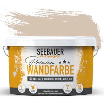 Abbildung von SEEBAUER diy Wandfarbe Braun 5L für Innen (No. 611 Hazel Eyes) Edelmatte hellbraune Innenfarbe Brauntöne sehr hohe Deckkraft Matt, Abwaschbar und Tropffrei