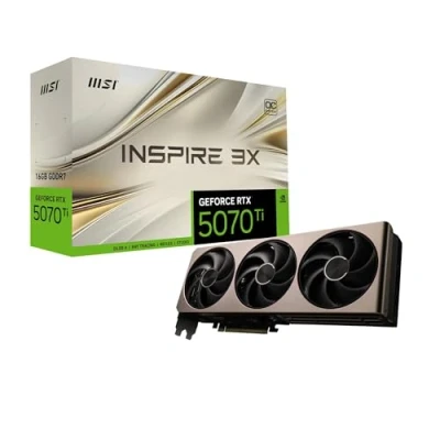 Abbildung von GeForce RTX 5070 Ti 16G Inspire 3X OC — 16GB GDDR7 (28Gbps/256 bit), PCIe 5X 16, Boost: 2482 MHz, HDMI 2.1b, DisplayPort 2.1b