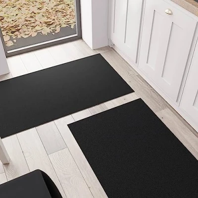 Abbildung von PETTI Artigiani Italiani Küchenteppich, Küchenläufer, waschbar, rutschfest, einfarbig, 52 x 180 cm, Schwarz, 100% Made in Italy