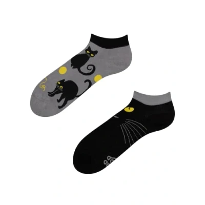 Abbildung von Dedoles Sneaker Socken Low Cut Füßlinge Unisex Damen Herren Baumwolle lustiges Design Geschenk links rechts verschieden, Farbe Schwarz, Motiv Katzenaugen Knöchelsocken, Gr. 39 42
