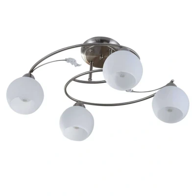 Abbildung von Lindby Deckenleuchte Svean, dimmbar, Leuchtmittel nicht inklusive, Modern, Glas, Metall, weiß, nickel matt, 4 flammig, E14