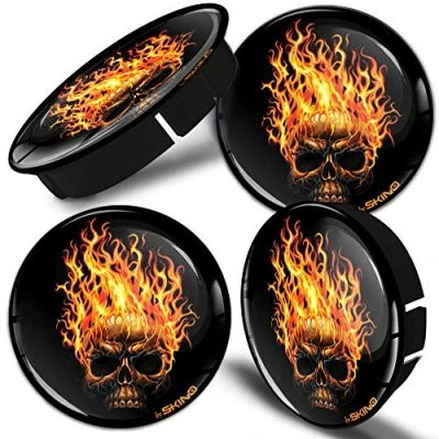Abbildung von SkinoEu® 4 x 60mm Silikon Nabenkappen Kappen Totenkopf Schädel Felgendeckel Radkappen Radnabendeckel Nabendeckel Auto Tuning C 45