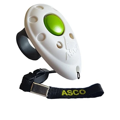 Abbildung von ASCO Finger Clicker, Premium Clicker für Clickertraining, Hunde Katzen Pferde Profi Hundetraining Klicker, schwarz, 01F