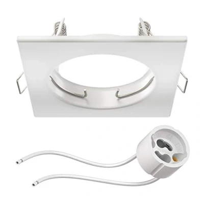 Abbildung von ledscom.de Deckeneinbaurahmen RIR Einbaurahmen weiß matt eckig (LED/Halogen/GU10/MR16/PAR16/50mm) inkl. GU10 Fassung