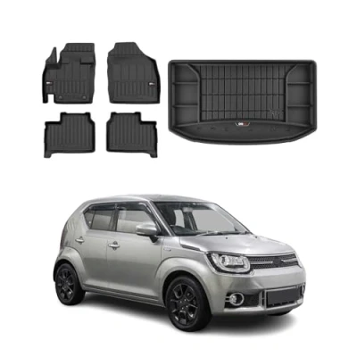 Abbildung von OMAC Fußmatten &amp; Kofferraumwanne Set kompatibel mit Suzuki Ignis 3 2016 2024 Gummi 5X