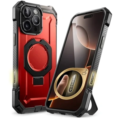 Abbildung von SupCase für iPhone 16 Pro Max Hülle mit Ständer (Unicorn Beetle Grip), [Kompatibel MagSafe] Slim Schutzhülle Robust Case Magnetische Handyhülle 6.9‘’ 2024 (Rot)