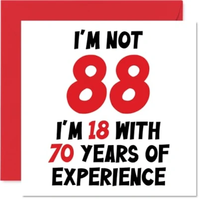 Abbildung von Stuff4 Geburtstagskarte zum 88. Geburtstag für Frauen und Männer Nicht 88 I&#039;m 18 With 70 Years Experience Lustige Happy Birthday Karte Mama, Papa, Großvater, Oma, 145 mm x