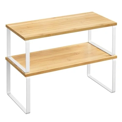 Abbildung von SONGMICS Gewürzregal, 4er Set, Küchenregal, Küchen Organizer, erweiterbar, Gewürzhalter, stapelbar, mit Metallrahmen, ‎19,5 x 39,7 15,8 cm, wolkenweiß naturbeige KCS210W01